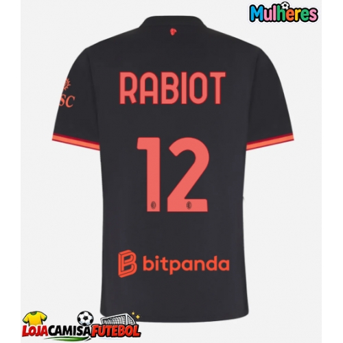 Camisa de Futebol AC Milan Adrien Rabiot #12 Equipamento Alternativo Mulheres 2026-27 Manga Curta
